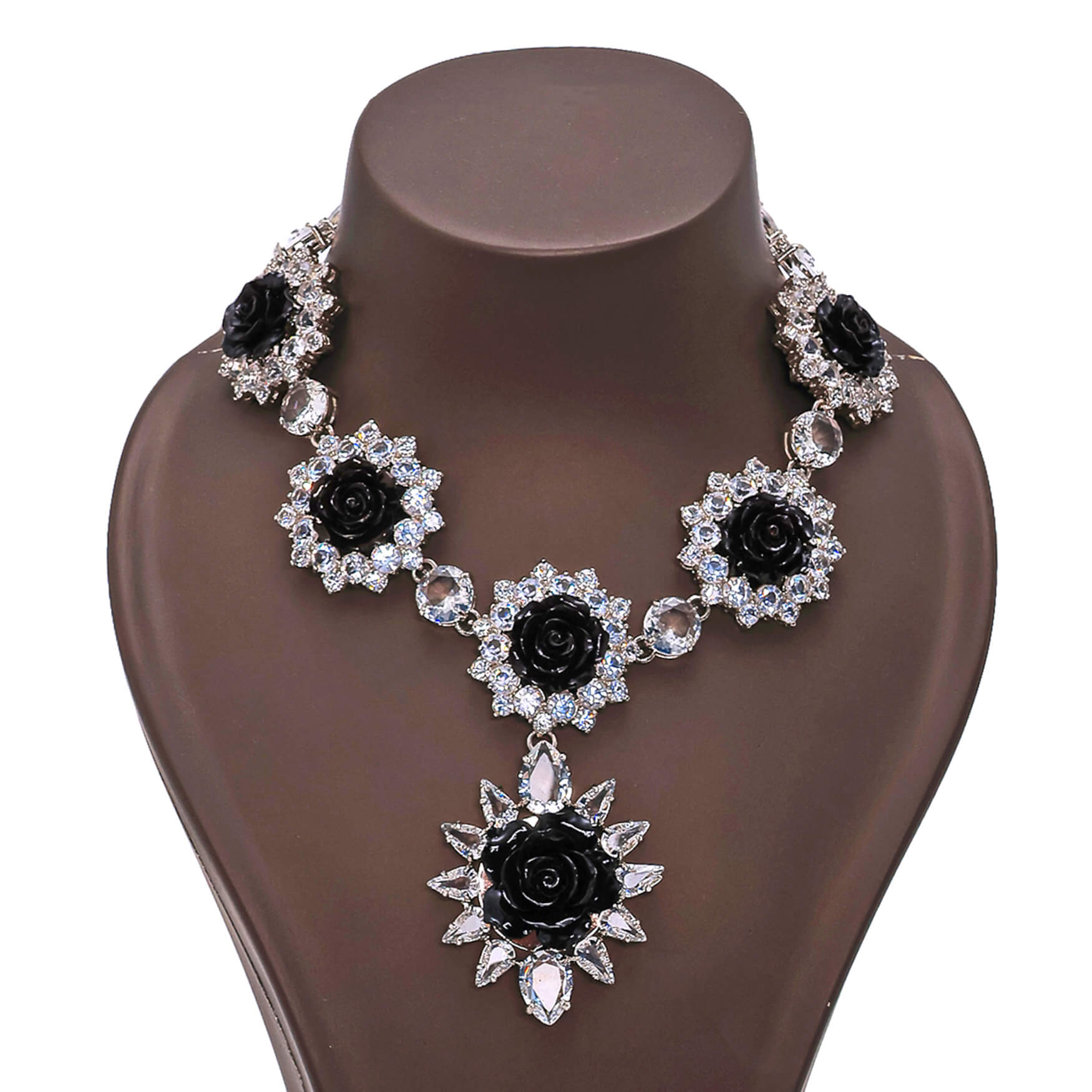 Prada - Black Floral Crystal Necklace